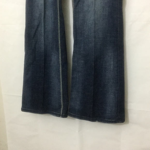 Seven7 Blue Jean Size 8 Flare Leg Distress Stretch - Picture 4 of 8